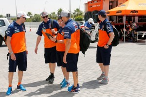 FIM world bikes champion Marc Coma (2nd from left) with KTM team-mates